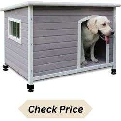 ROCKEVER Wood Dog Houses Outdoor Insulated